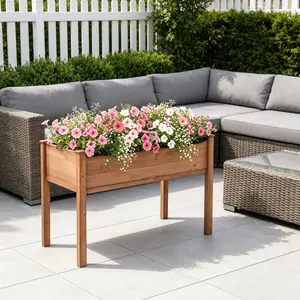 48x24x30 inch Elevated Wooden Raised Garden Bed, Large Rectangular Wood Planter Box with Legs, Rustic Outdoor Planting Container for Vegetables, Herbs, Flowers, Ideal for Patio, Backyard and Balcony Gardening