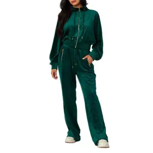 Taylor Zip Up Jacket & Pant Set - Velvet Material