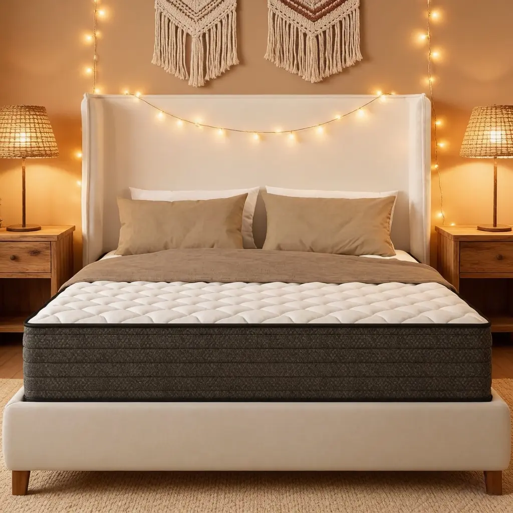10 Inch Mattresses Twin XL Full Queen King Size Mattresses 12 Inch Hybrid Innerspring Mattress, Gel Memory Foam & Pocket Springs,Pressure Relief & Motion Isolation, Breathable & Cool Fabric, Medium Firm Bed in a Box, CertiPUR-US Certified, White + Black