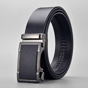 Men's Adjustable Leather Ratchet Belt - Fits Up to 43" Waist