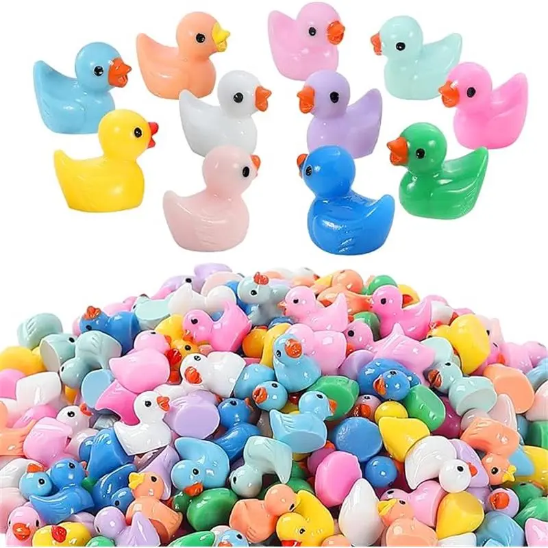 200 Pcs (11 Colors ) Mini Resin Ducks Tiny Duck for Garden