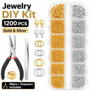1200PCS Jewelry Repair Kit with Pliers & Tweezers, Gold & Silver Jump Rings and Lobster Clasps for DIY Jewelry Making, Necklace & Bracelet Repair