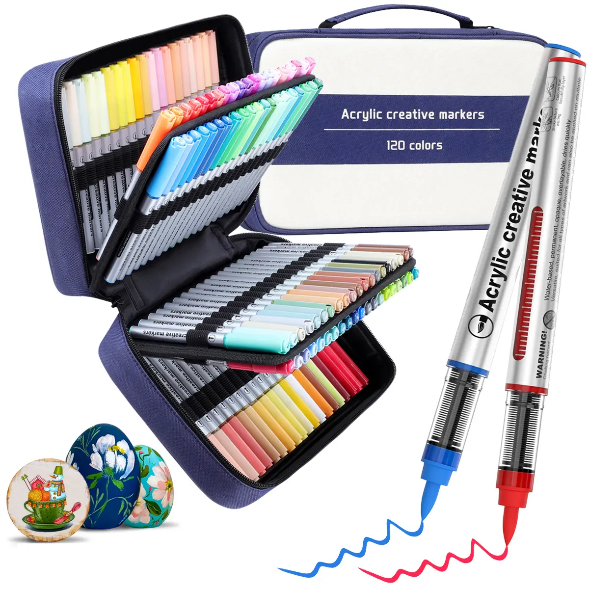 120-Color Acrylic Marker Set, Soft Tip, Large Capacity, Impermeable Multi-Surface Art Supplies for Glass/Ceramic/Plastic, Ideal for Student Painting & DIY Gift