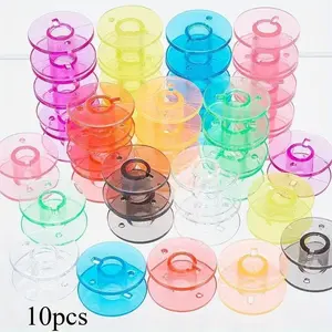 10pcs Colorful Transparent Plastic Thread Spools - Suitable for Sewing and Embroidery on Household Sewing Machines