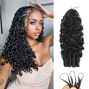 Human Mamushow Feather Crochet Virgin Hair For Black Women, 18 Inch Feather Human Hair Crochet Extensions 60g 40 Strands, Miracle Knots Hair Bundles, Soft Lightweight Burmese Curly Texture for Protective Styles