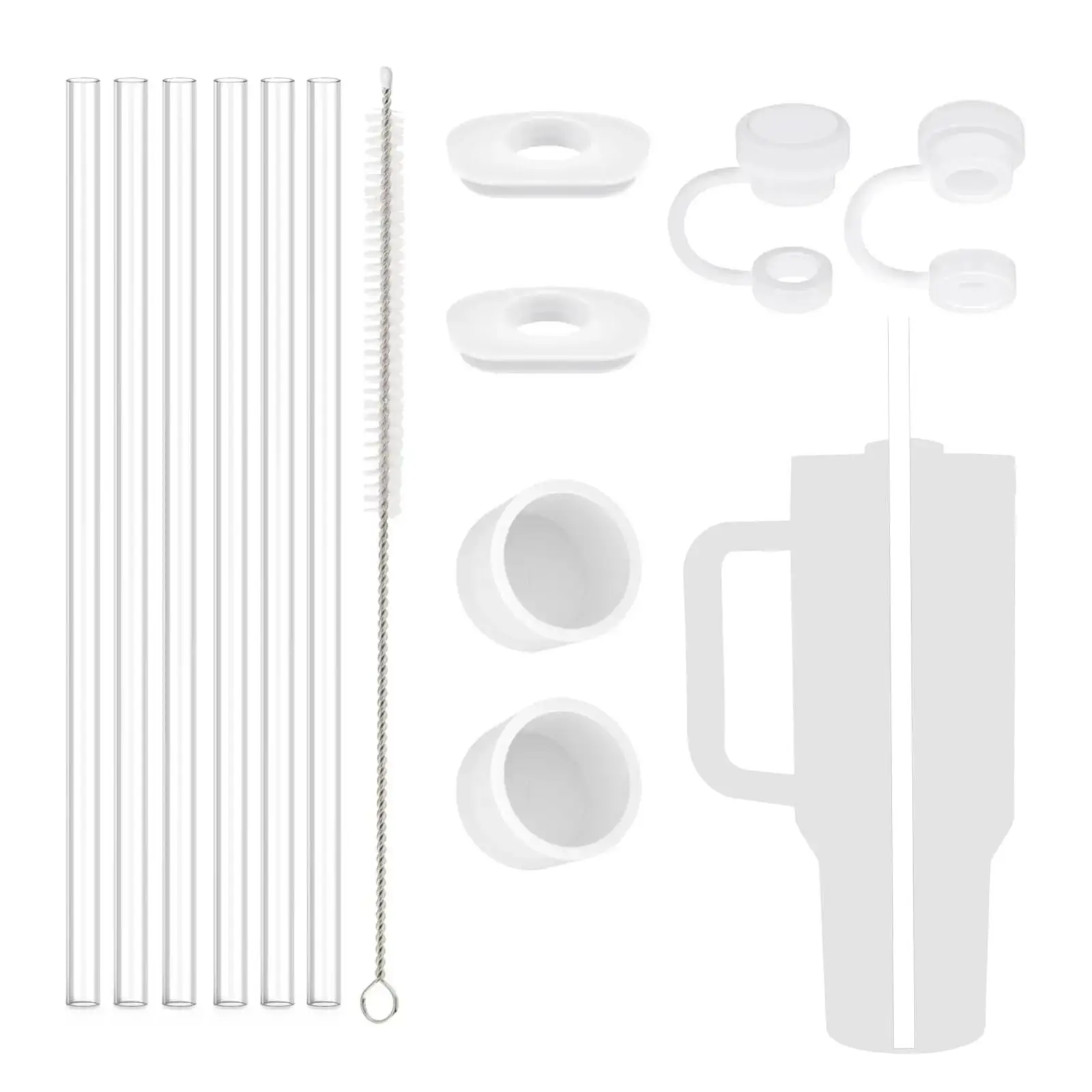 Accessories for Stanley Cup, 13pcs/set Drinking Straw Straw Cover & Spill-Stopper for Replacement with Straw Cleaning Brush (No Water Bottle), Reusabl