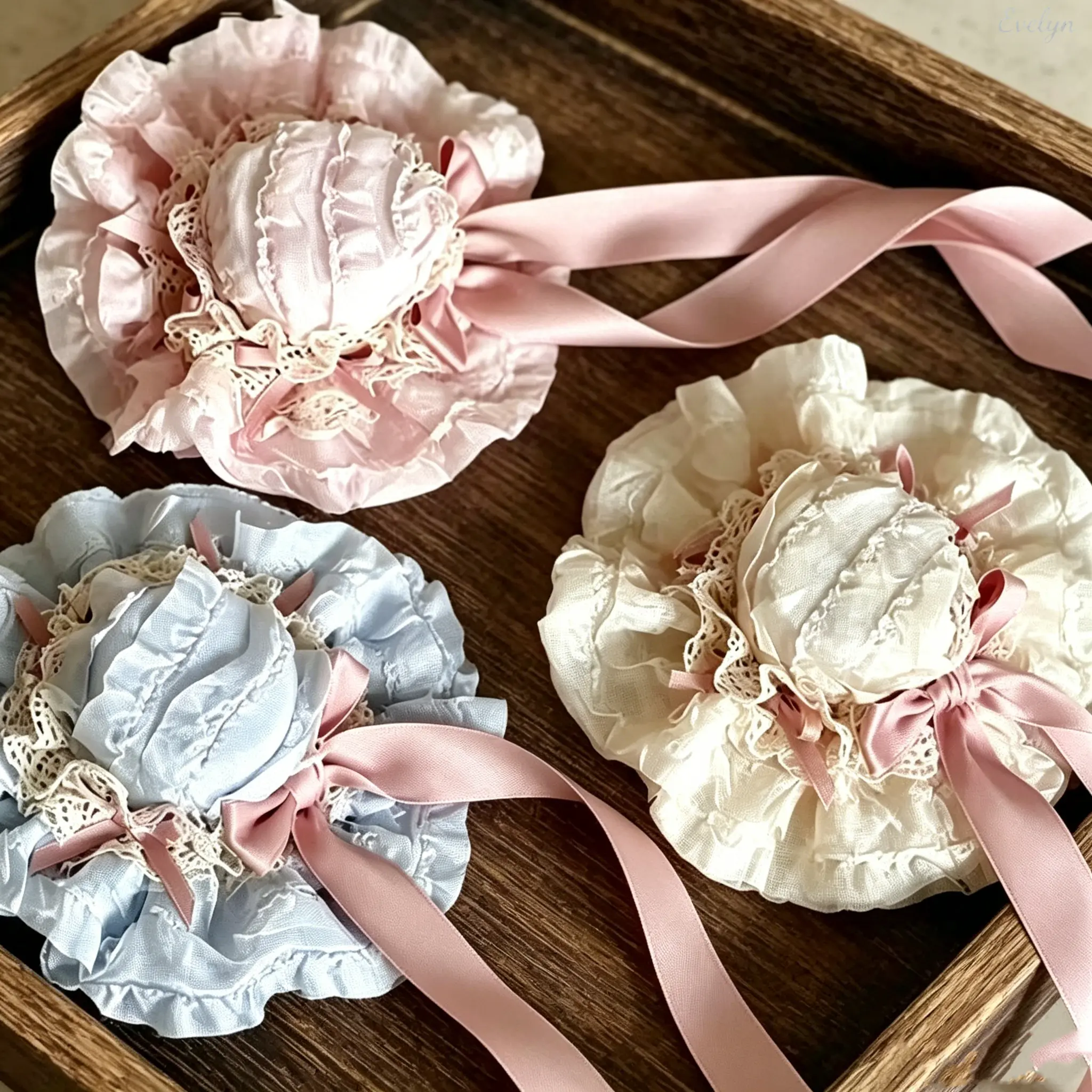 Ruffled Satin Mini Hat Hair Clip, Lace Bow Long Ribbon Barrette, Vintage Sweet Lolita Hair Accessory, Romantic Cosplay Hairstyle Decor for Daily & Party