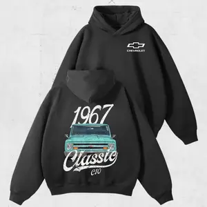 1967 Chevy C10 Classic Hoodie – Vintage Truck Front Graphic Pullover, Distressed Retro Pickup Sweatshirt, Car Guy Gift, Unisex American Style