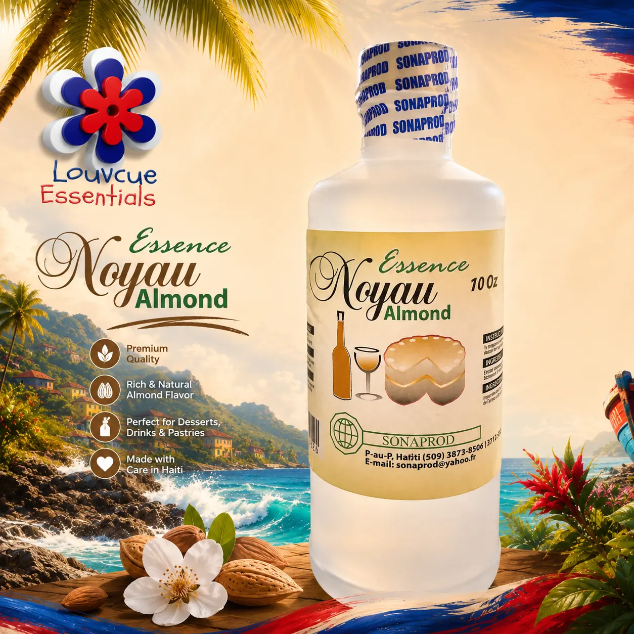 Cbb Potent Haitian Pure Almond Noyau, 8 oz Nut-Containing Pantry Food, Ambient Cupboard Storage, Suitable for Home Use