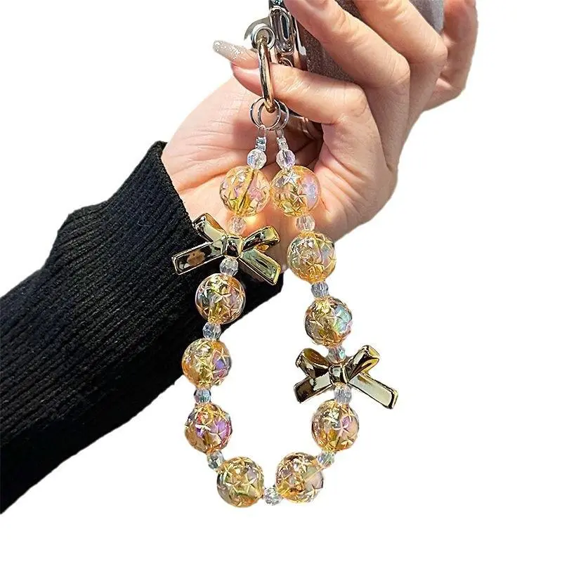 Cute Starry Sky Beaded Phone Lanyard Supreme Style Beaded Phone Lanyard Case Charm Keychain Cute Girls Bag Handbag Chain Multi functional Phone Strap For Daily Use And Decoration lanyard for keys phone strap phone lanyard