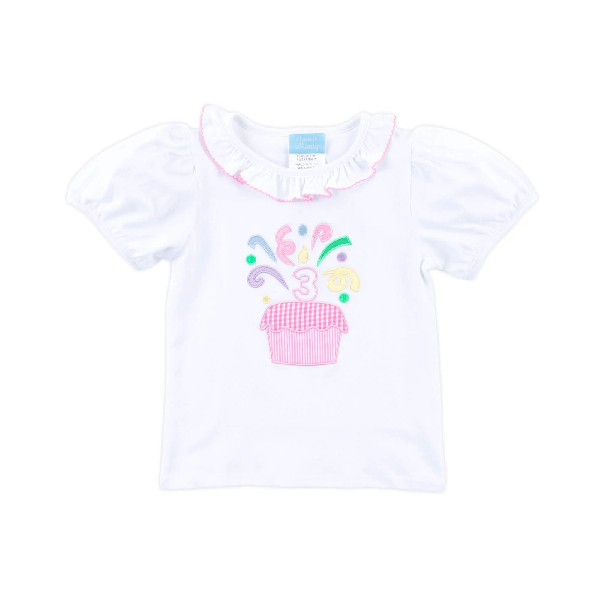 Third Birthday Cupcake Ruffle Top - Cute Girls Bday Outfit