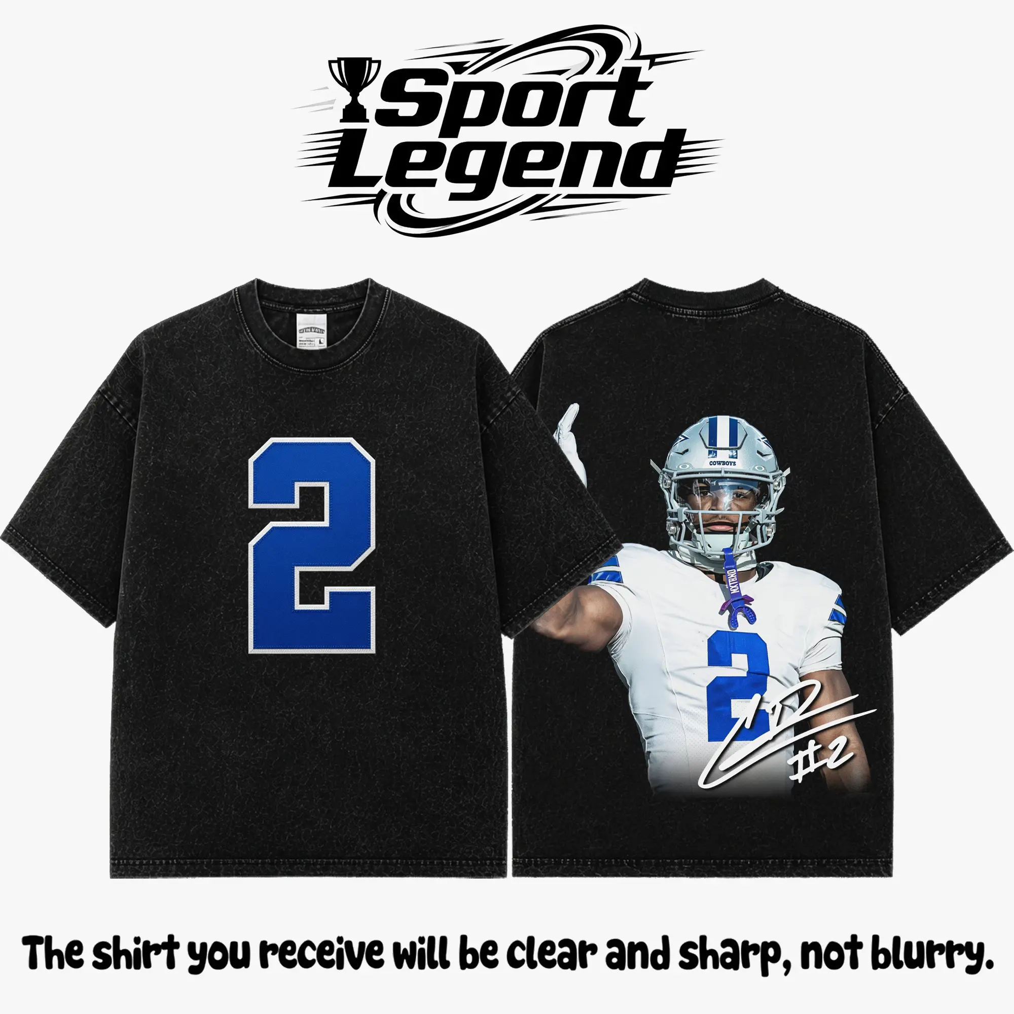 Caleb Downs #2 Football T-Shirt, Double Sided Graphic Vintage Acid Wash Tee, Premium Cotton Oversized Sports Fan Shirt, Game Day Apparel, Football Lover Gift for Men Women