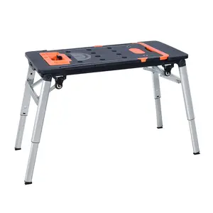 LEADALLWAY 7in1 Work Bench Multifunctional Portable Foldable Workbench Painted Work Table as Workbench, Scaffold,Platform,Sawhorse,Car Creeper and Hand Truck with 4 Wheels