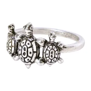Silvertone Triple Turtle Band Ring, Simple Style Fashion Jewelry, Unisex Rings, Ring Lover, Handmade Ring