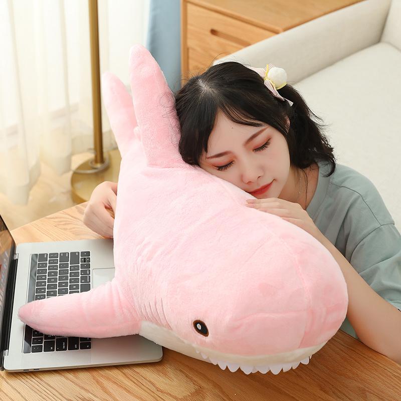 Simulated Shark Sea Creature Blue Pink Grey Fish Toy  Super soft Dolls Cartoon Pillow Bed Decor Birthday Gift for Girls Boys