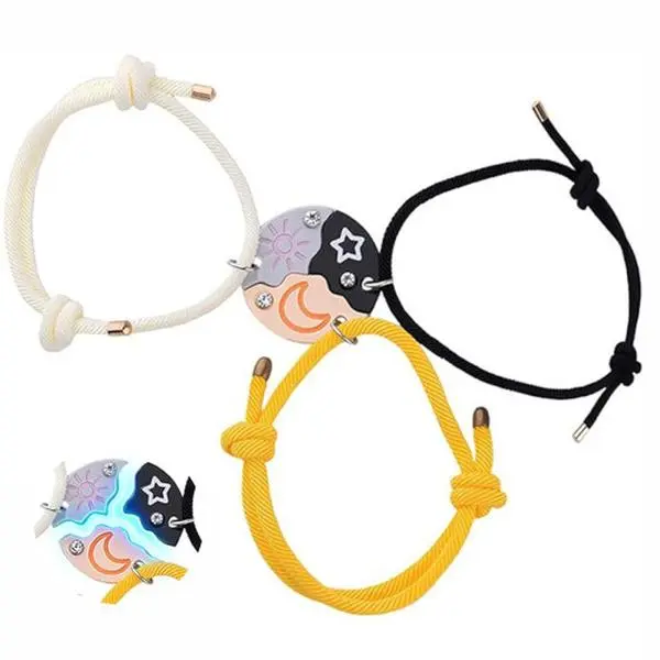3-Piece Boho Celestial Star Bracelets & Bangles, Magnetic Adjustable Couple-Themed Friendship Jewelry for Best Friends, Couple-Themed Bracelets & Bangles, Sun And Moon Statement Bracelets & Bangles