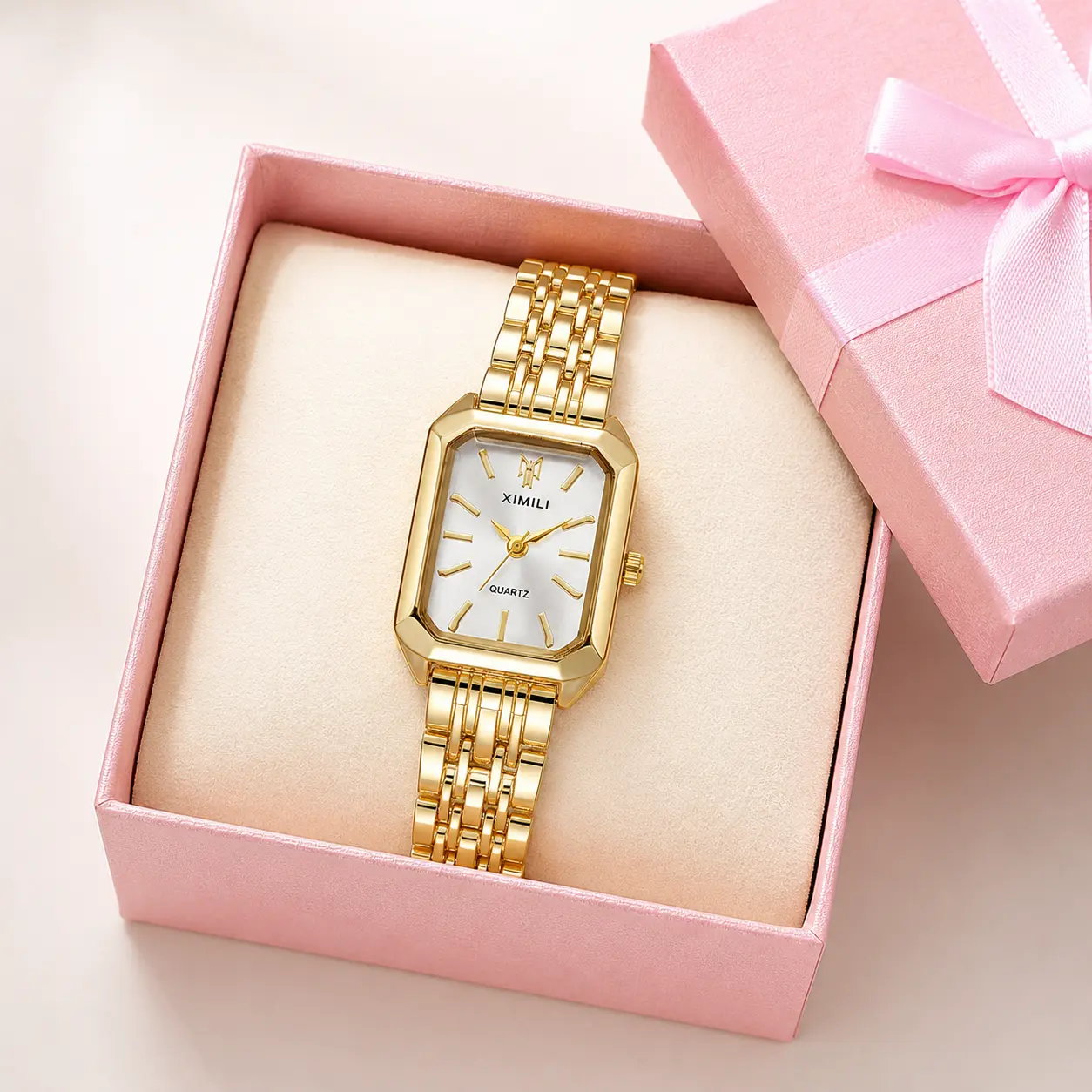 Women's Elegant Fashion Rectangular Dial Quartz Watch, Fashion Watch for Party & Daily Wear, Trendy Versatile & Exquisite Watch for Birthday Gift, Stainless Steel Wristwatch, Fashionable Analog Watch, Analogue Quartz Watch, Fashion Wristwatches