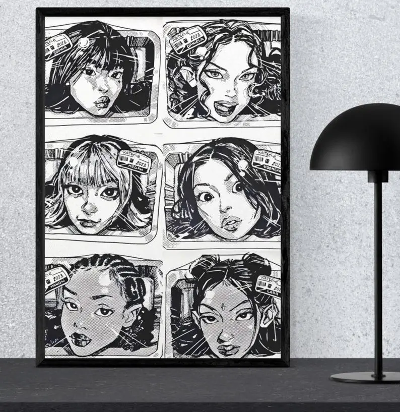 KATSEYE All Member Poster No Framed, K-Pop Posters, Aesthetic KATSEYE Wall Art, K-Pop Fan Room Decor