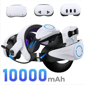 Head Strap for Meta Quest 3/3s/Quest 2 with 10000 mAh Battery - Changeable & Extended Game Time 5 Hours, Adjustable Dual Knob Virtual Reality Headset Wearable Devices