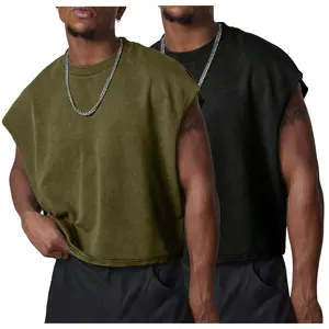 Gihuo Unisex Men's Crop T Shirts Dolman Sleeve Tops Vintage Crewneck Loose Pullover Tank Tops Soft Cotton Polyester Fabric Lightweight Breathable