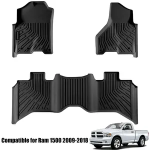 Floor Mats 3pcs for Ram 1500 2009-2018 All-Weather Automotive Floor Mats Waterproof Heavy Duty Car Mats Flexible Floor Liners