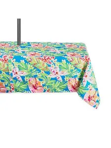 Design Imports Summer Floral Outdoor Tablecloth w/Zipper - 60" x 84"