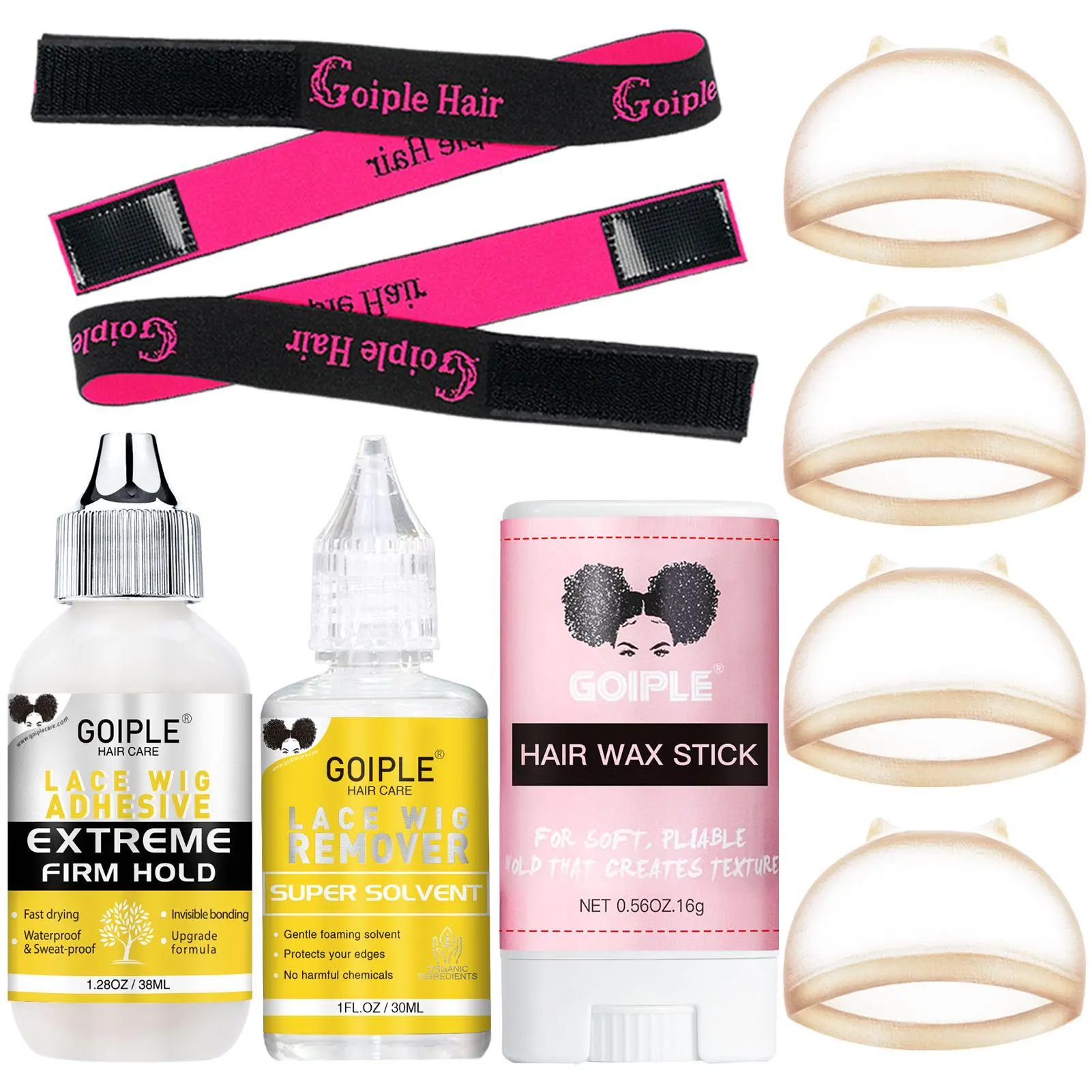 Sohochic Women's 9-Count Waterproof Wig Install Kit - Includes Front Lace Wig Glue, Easy-to-Remove Remover, On-the-Go Hair Wax Stick, Styling Tools, Invisible Bond, 30 Days Support, Summer Use