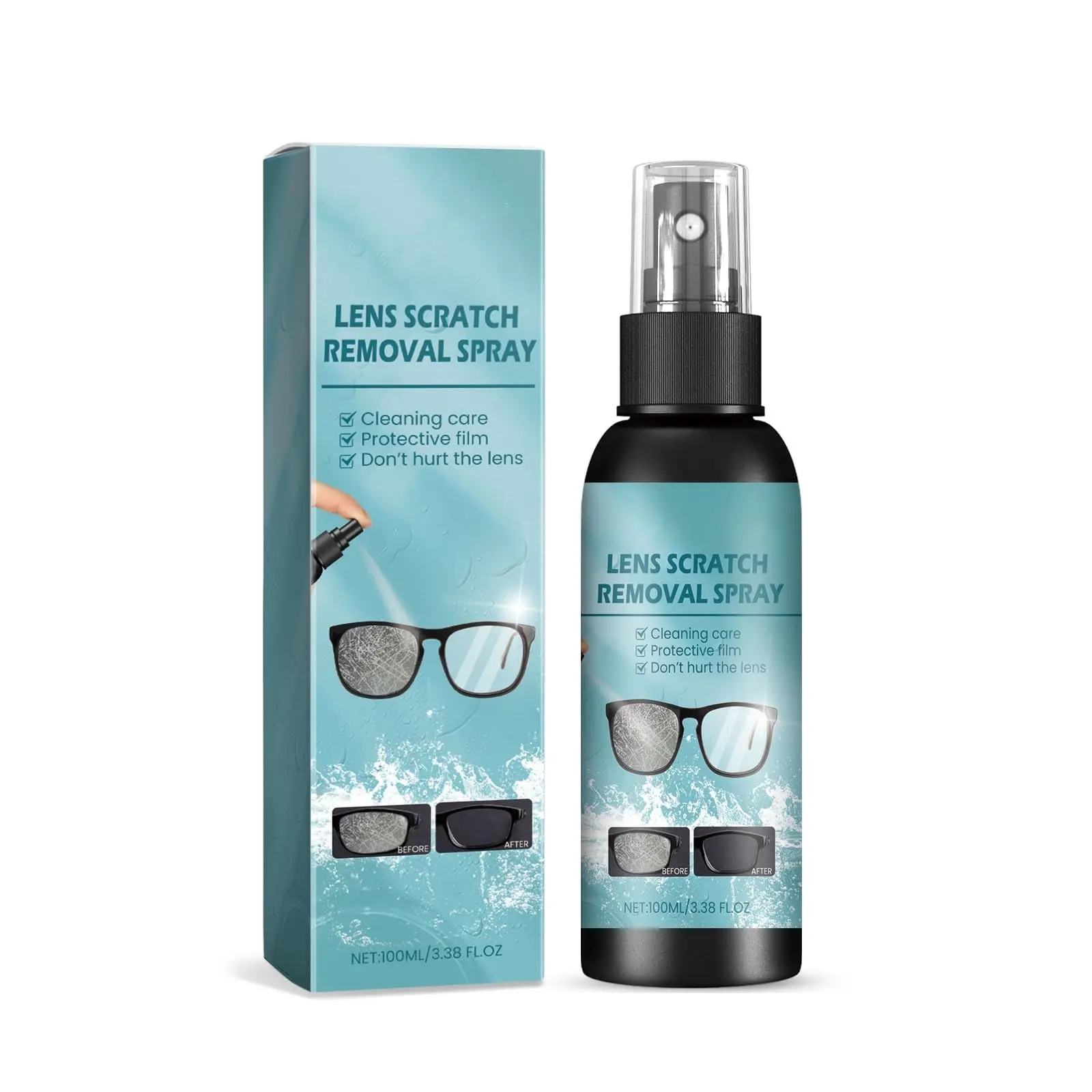 Lens Scratch Remover, Glasses Lens Repair Solution, Glass Blur Eliminator for Household Use, No