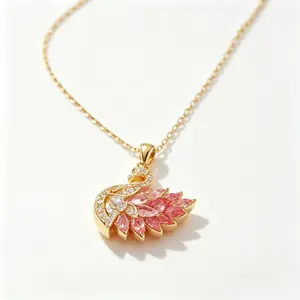 Gold Plated Pink Cubic Zirconia Swan Pendant Necklace - Dainty Luxury Jewelry for Women Everyday Wear