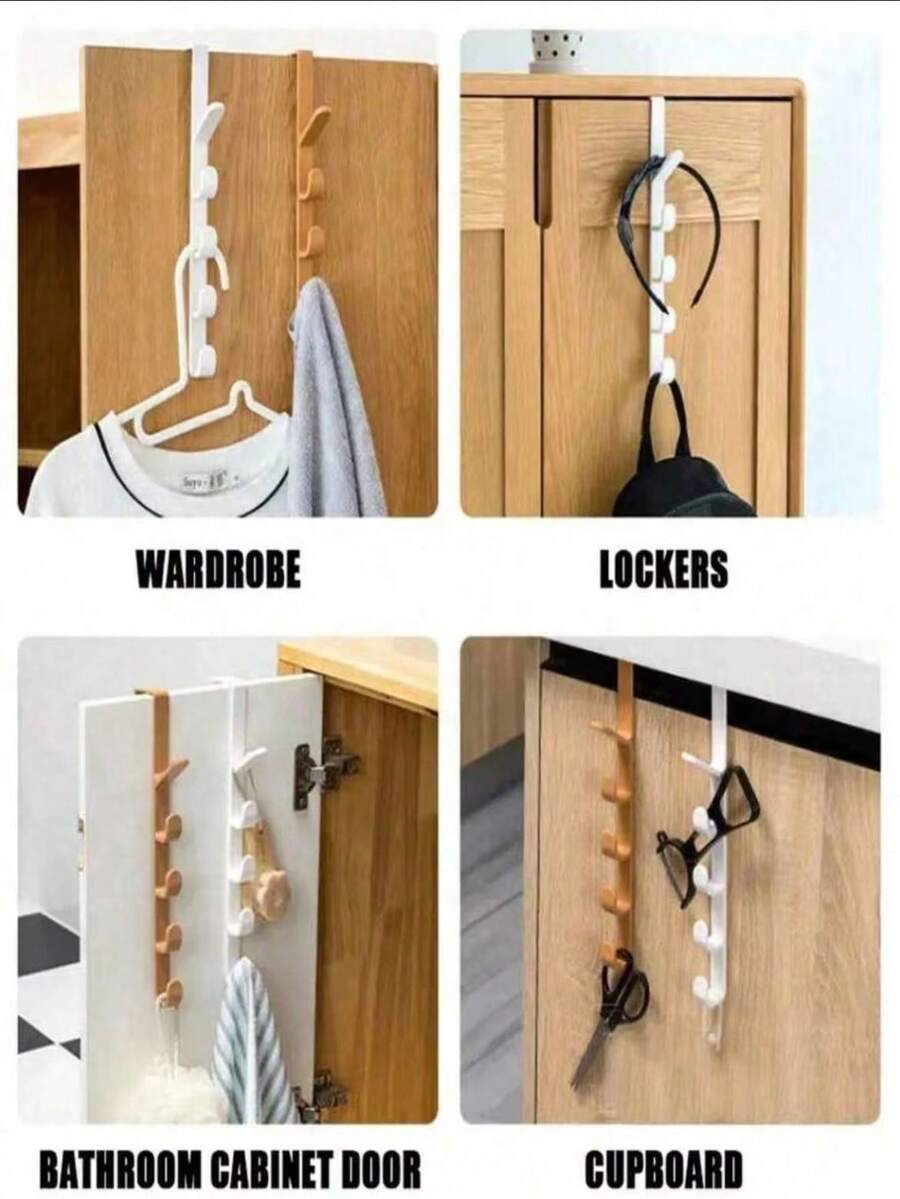 2-Pack 5-Tier Over The Door Hooks – No-Drill Hanging Organizer Rack for Coats, Bags, Towels & Hats, Easy Install Home Storage 🇺🇸 Fast Ship