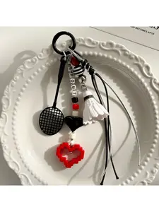 Personalized backpack pendant, car key decoration, creative sports-style racket keychain, handmade beaded bag accessory