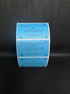 Rectangle "Loyal Customer Appreciation" Sticker - Durable Thermal Stickers in Various Colors for Shipping Orders