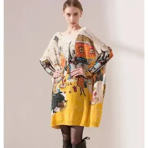 new Korea  winter Autumn women casual long-sleeve Sweaters tops loose Batwing printed pullover loose tunic Long Sweaters