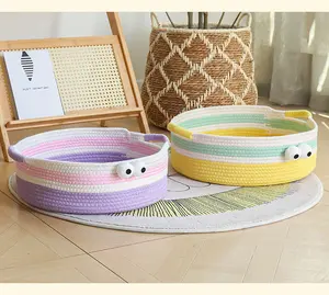 Woven Cat Nest Big Eyes Cute Pet Nest All Seasons Universal Scratch and Bite Resistant Washable Cotton Rope Summer Cool Nest Cat Bed