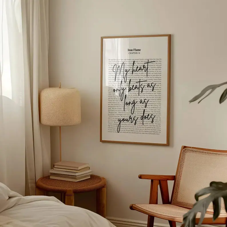 [Sale Off To 40%] [UNFRAMED] My Heart Only Beats As Long As Yours Does Quote Poster, Fantasy Bookish Wall Art, Romantic Reading Decor, Book Lover Gift