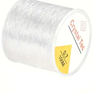 Transparent Plastic Elastic Cord 0.7mm/100m, Stretchy Bracelet Crystal String, Ideal for Beading Jewelry Making Gifts