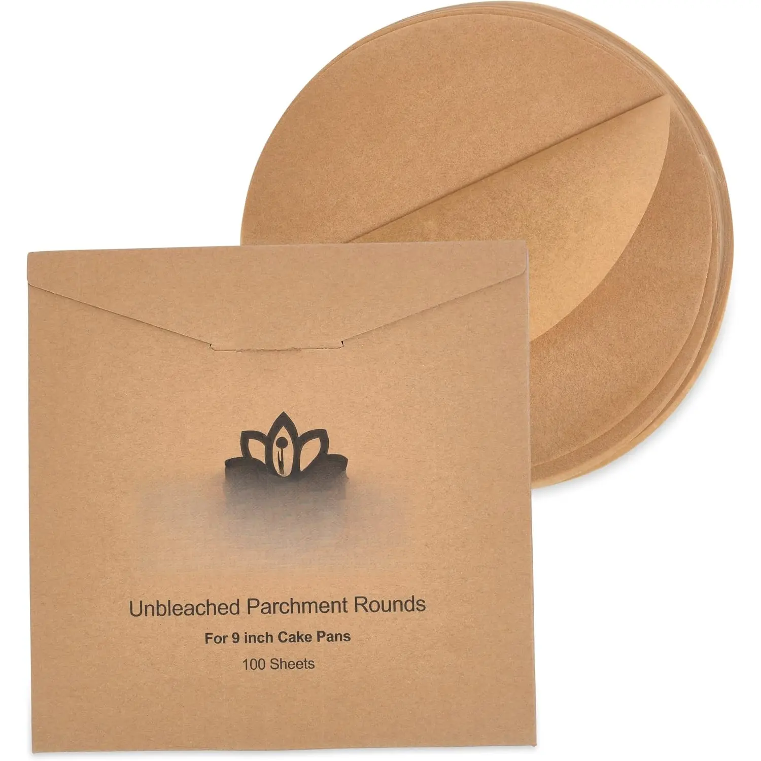 9 Inch  Paper Rounds (100 Sheets) - Unbleached, Pre-cut, High Heat, Round Liners - Fits 9 inch Round Cake Pans
