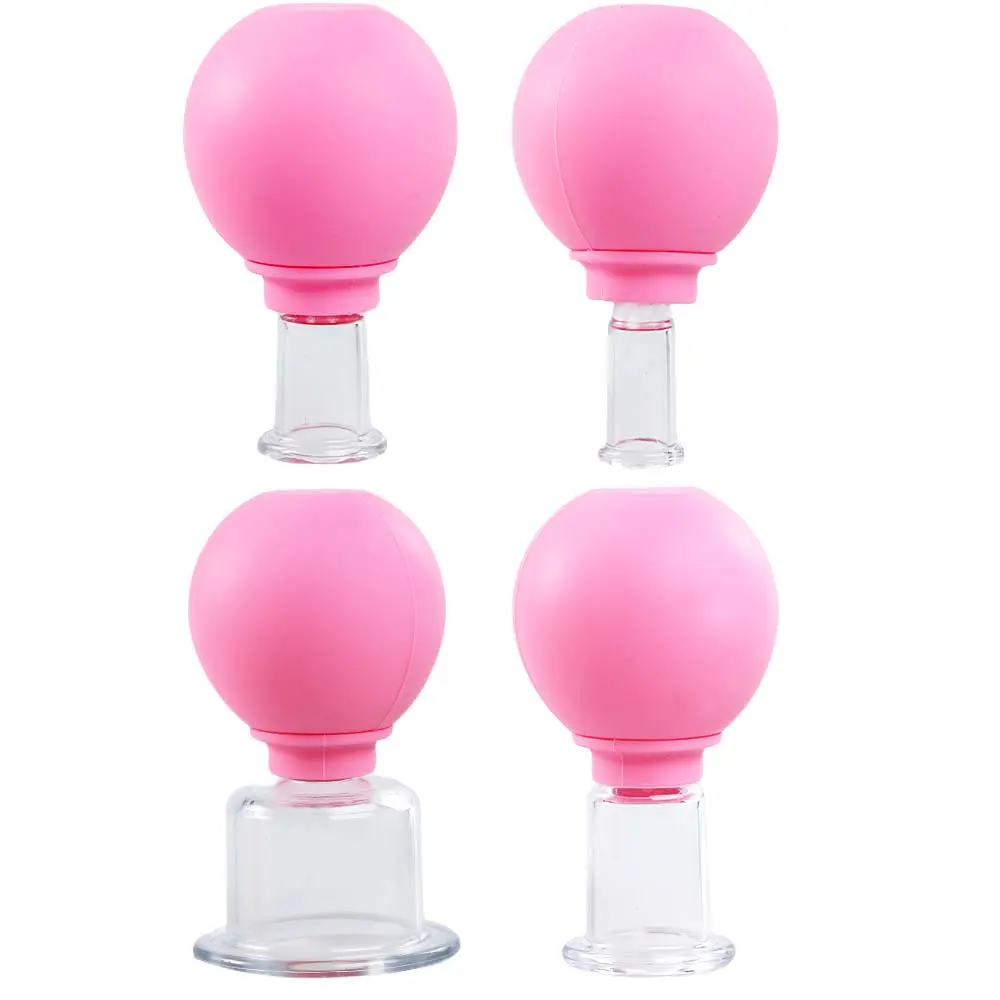 4Pcs Silicone Cupping Therapy Kit, Vacuum Suction Massage Cups for Body, Face, Leg, Arm, Back & Shoulder Muscle-Joint Pain (Pink) - Home Improvement Building Supplies
