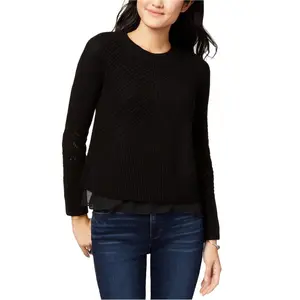 Lucky Brand Womens Nico Chiffon-Hem Knit Sweater, lbk, Small