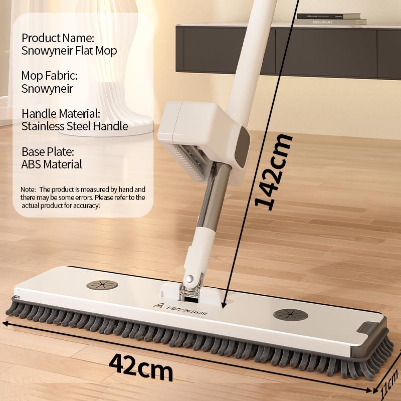 Self-tightening snownylon mop for floor cleaning, with an extra-large size (16.5 inches), microfiber pad, easy-to-clean and wring-out system, quick drying and refreshing, stand-up storage rack for saving space, durable household cleaning tool.