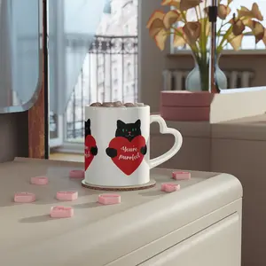 Heart-Shaped Mug Ceramic Drinkware Cup Washable