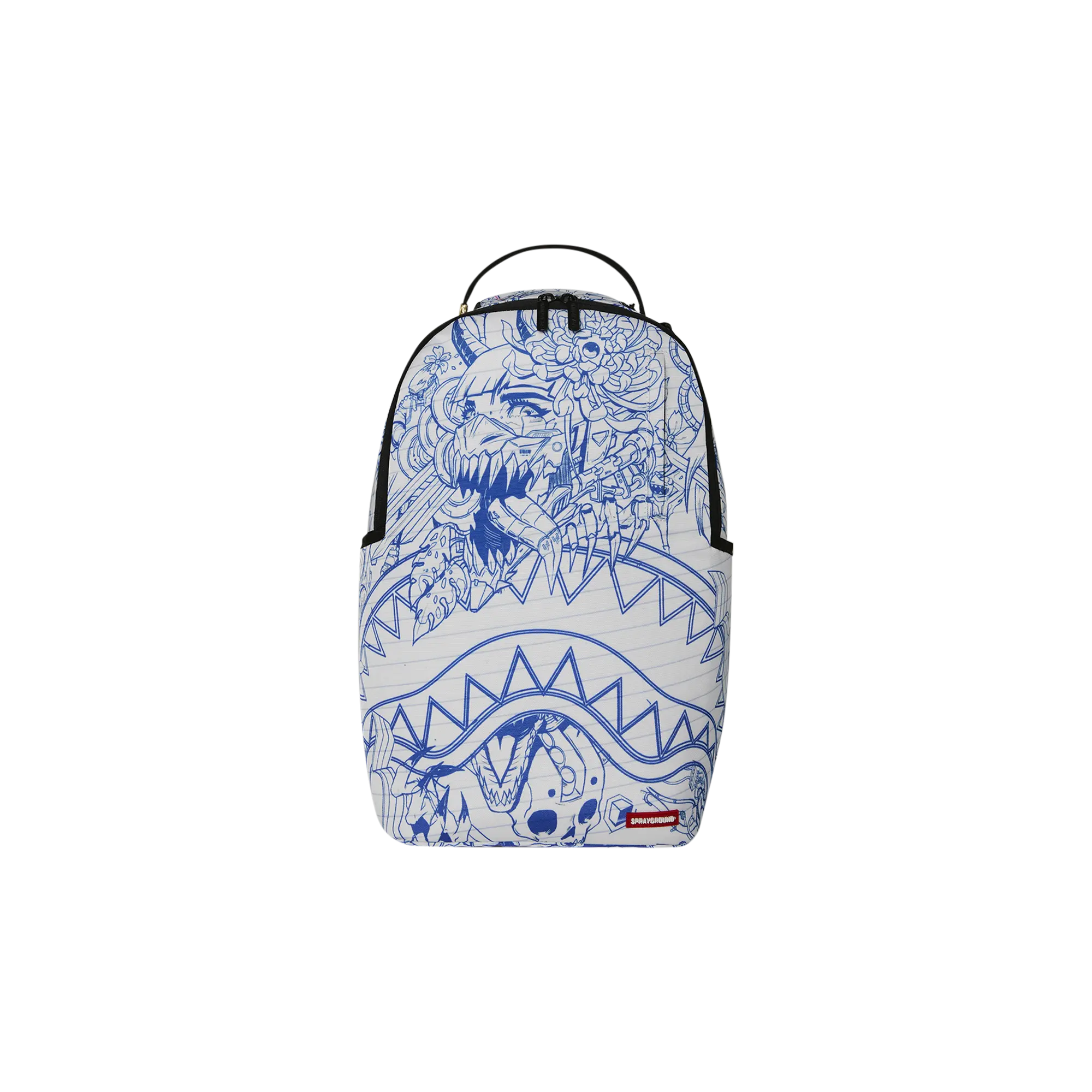 Notebook Blue Ink Doodle Backpack "White / Blue" B8883