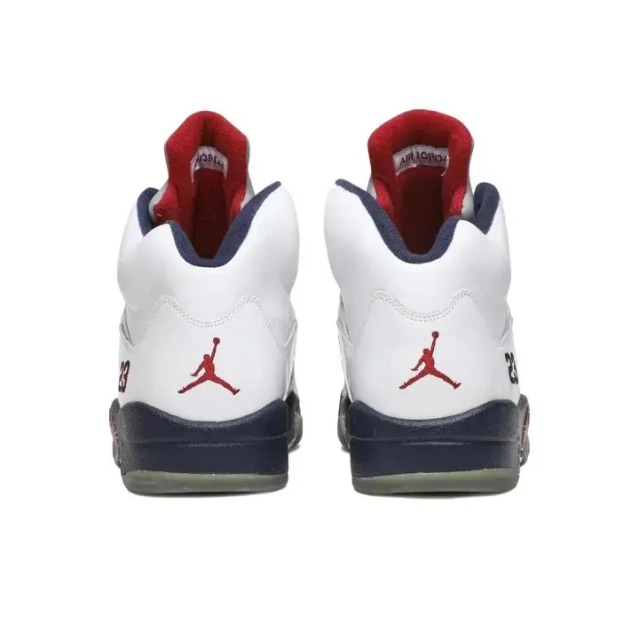 Brand New Sealed With Original Shoe Box Unisex High Top Basketball Sneakers White Navy Red Leather Retro Cushioned Street Sports Shoes