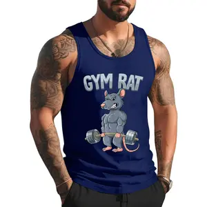 Weight Training Deadlift Gym Rat Tank Top, Graphic Sleeveless Muscle Workout, Casual Knitted Slim Fit Beach Tank top, Summer Menswear