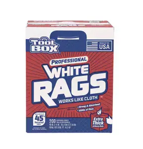 Professional Disposable Painter's Napkins - 200 Sheets, 10 in. W x 11 in. L, Natural Fibers, White Rags for Home Care Supplies, Napkin