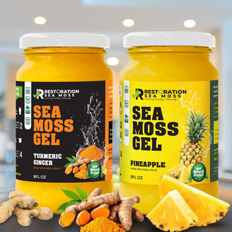 Tropical Spice Sea Moss Gel Pack - Plant-Based Superfood with Golden Milk, Ginger, Jamaica, Spring Water, Black Pepper, Ideal for Tea & Gluten-Free Snacking