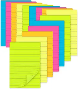 (15 Pads) Lined Sticky Notes 4x6 in Post, Large Sticky Pads with Lines Self-Stick Note Pad it, Bright Colors Ruled Stickies Super Sticking Power, Office School Memo Note Pads