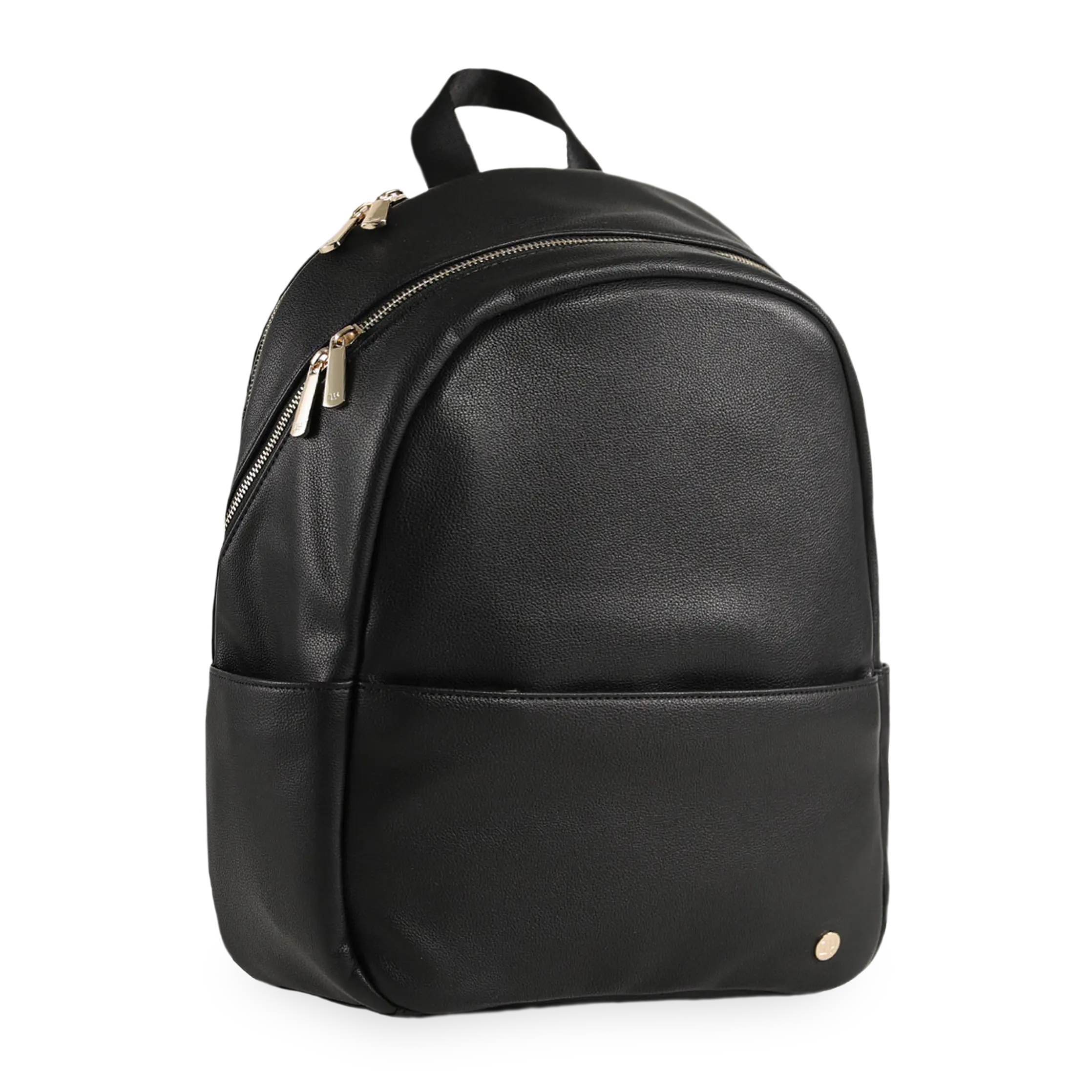Skyline Diaper Backpack for Moms - Stylish Ergonomic Bag in Black with Gold Hardware, Lightweight and Spacious with 2 Compartments, Casual Lightweight Backpack, Faux Leather, Solid, Two Compartment
