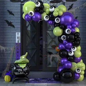 Halloween Balloon Arch Kit 86Pcs - 5/10/12/18 Inch Halloween Balloon Garland Kit with 23" Cauldron Foil Balloon & Eye Ball Balloons For Halloween Party Decorations