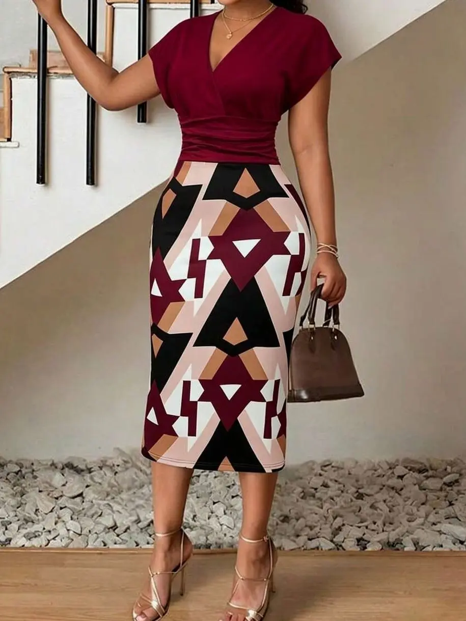 V-Neck Drop Shoulder Maxi Dress, Casual Loose Flowy Summer Beach Dress